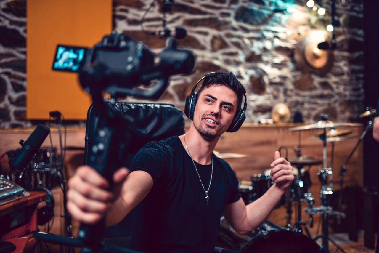 Man creating his own original video content.