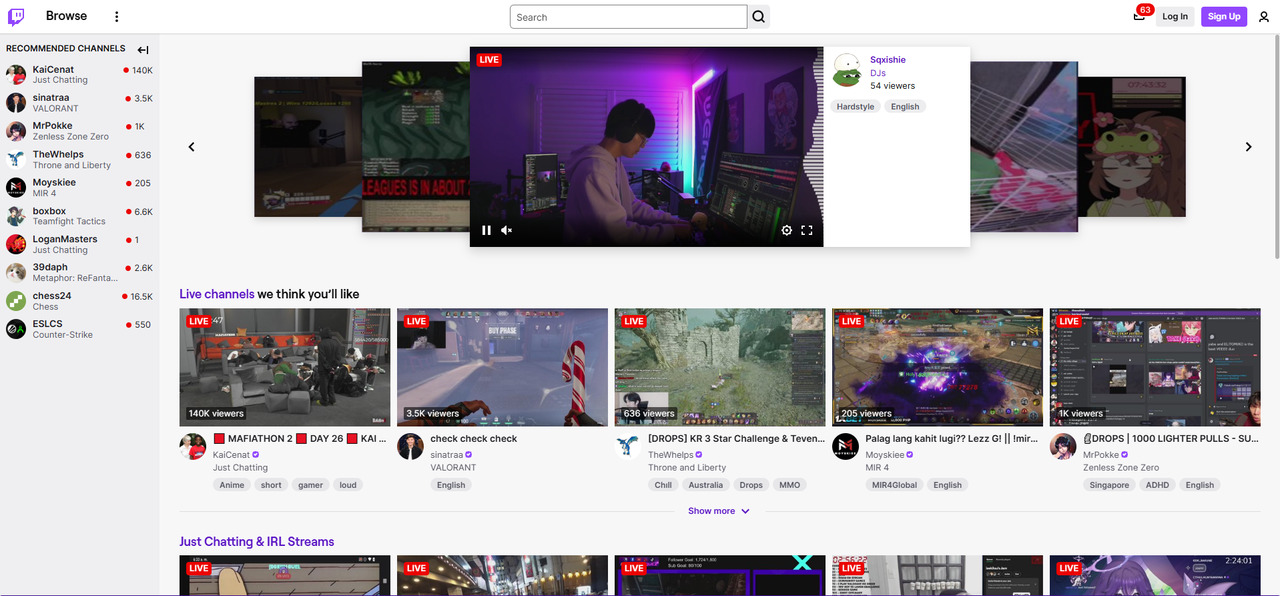 Twitch website.