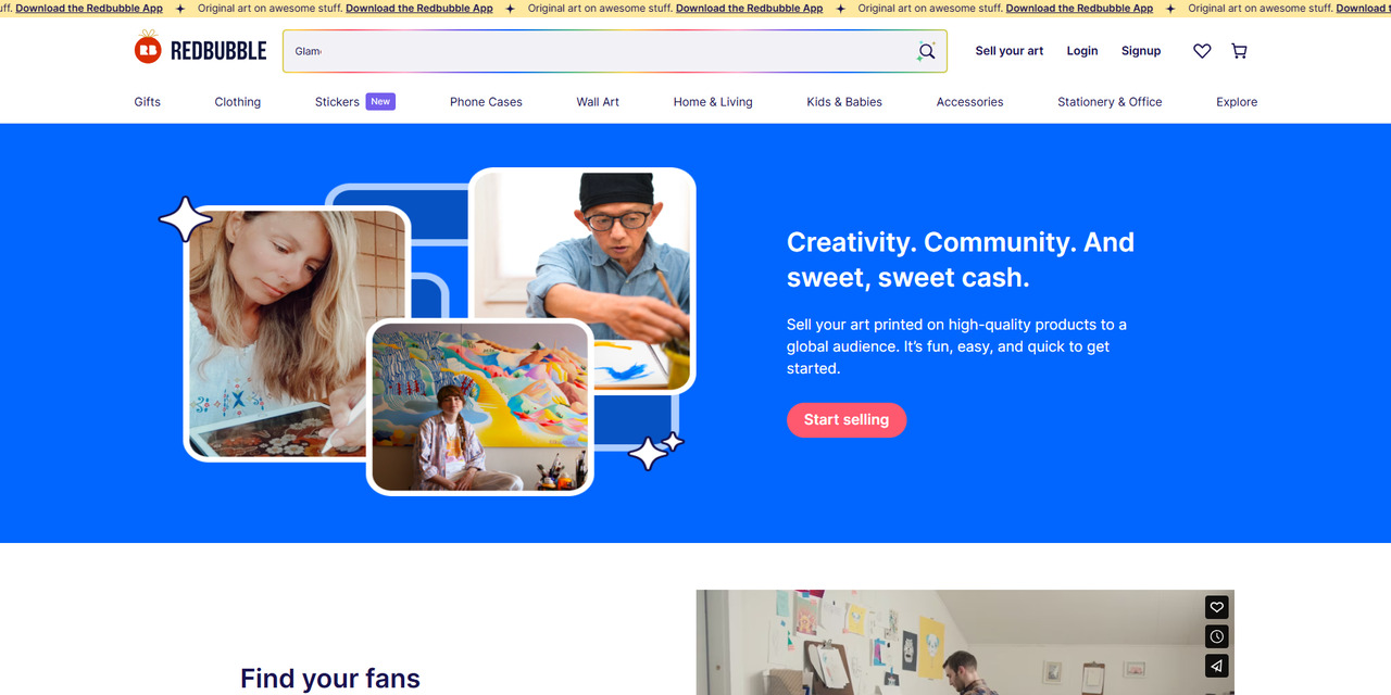 Redbubble's website.