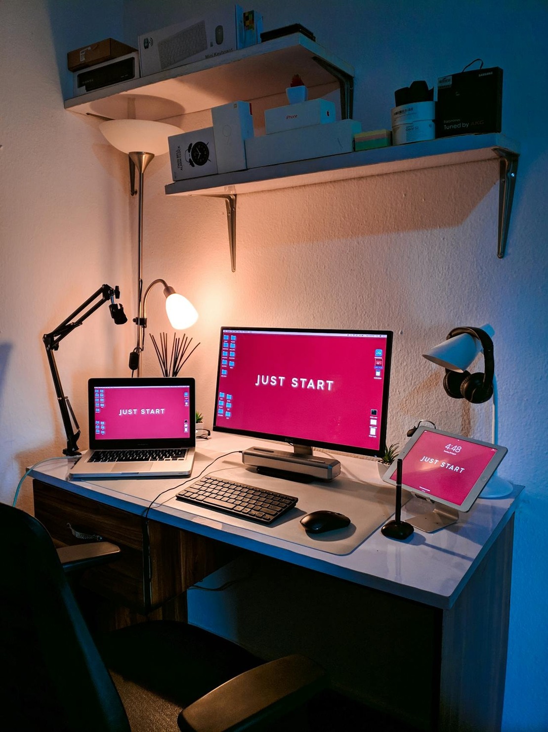 A photo of a home office setup
