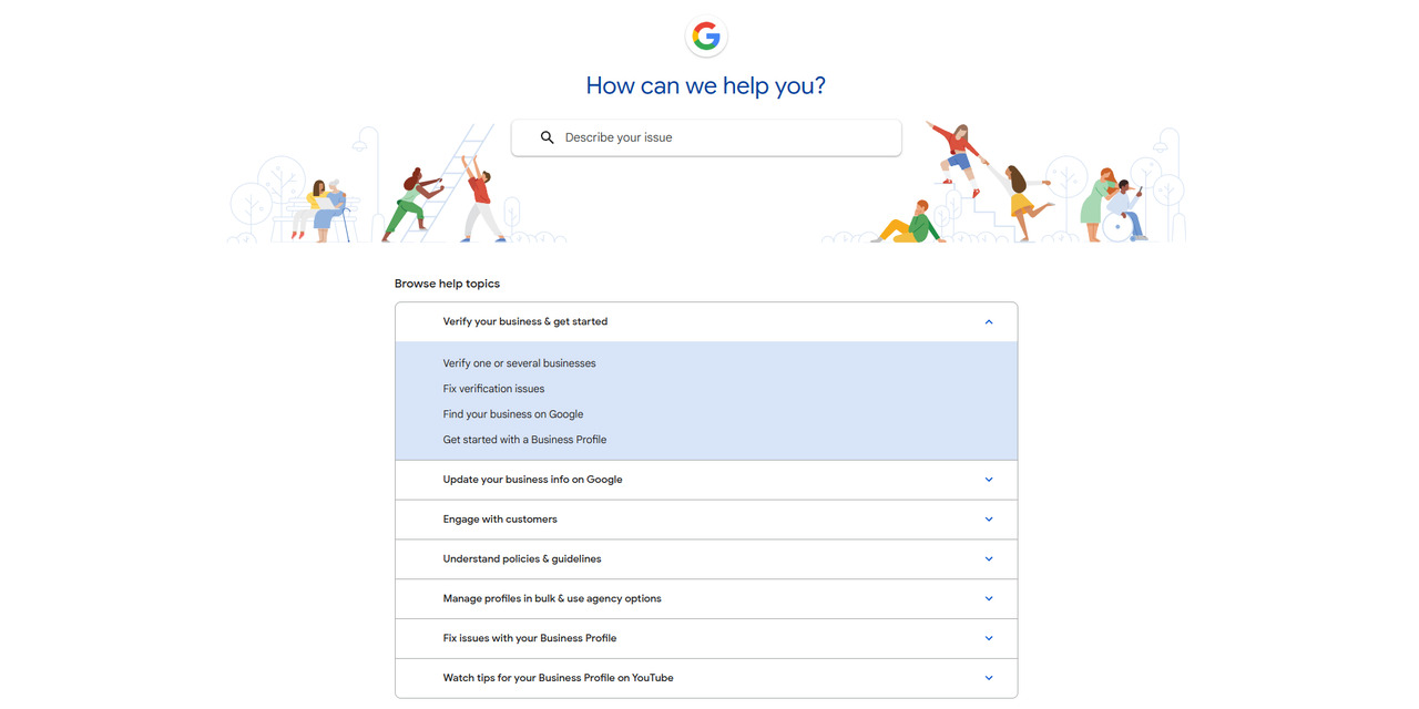 Google Business Profile Help Center section.