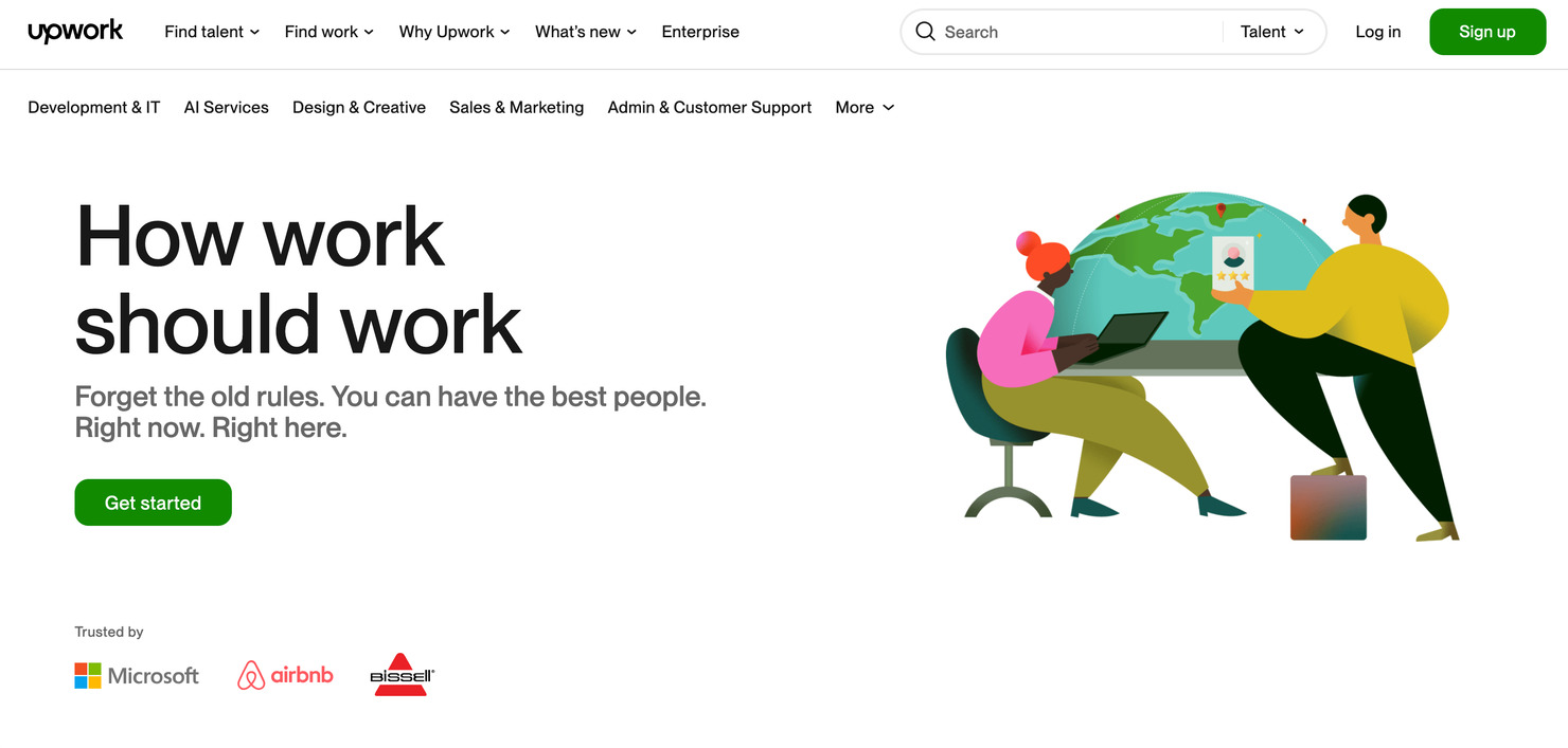 Upwork's homepage