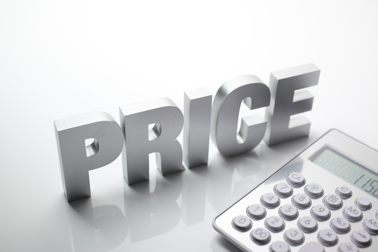 3D word Price in silver besides calculator.