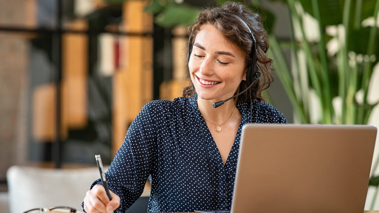 Female customer service representative handling a call.