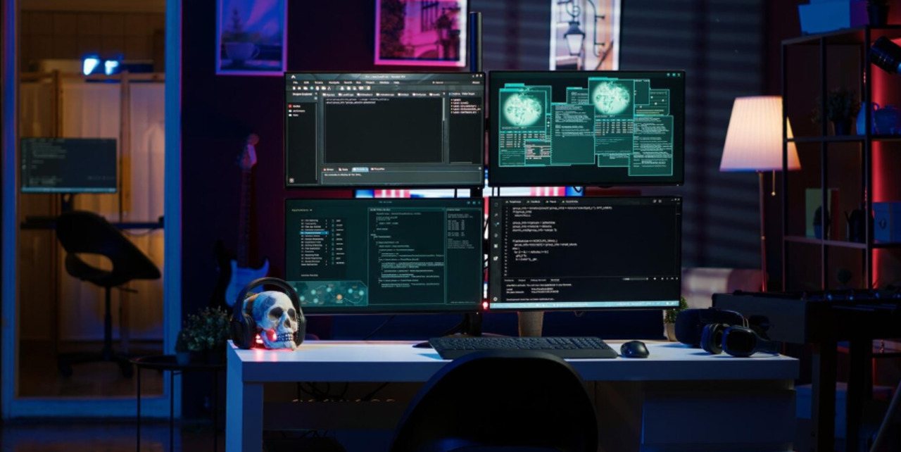 A desk setup for hackers who can perform SQL injections.