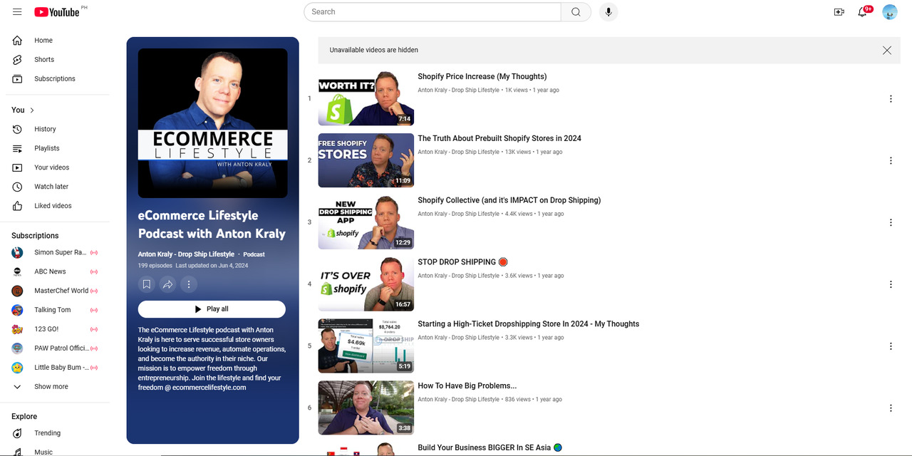 eCommerce Lifestyle on youtube.