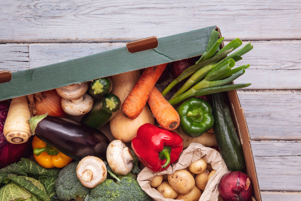Fresh Vegetables on a Delivery Box.