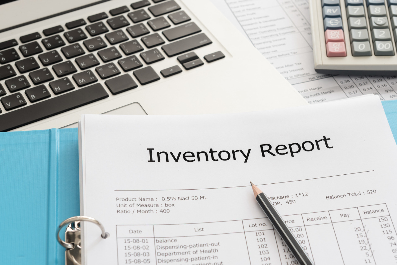 Closeup of inventory report on table.