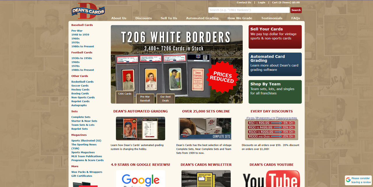 Dean's Cards website.