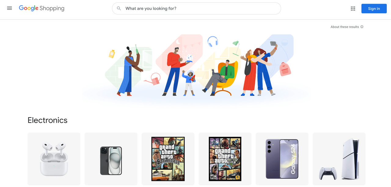 Google Shopping's website