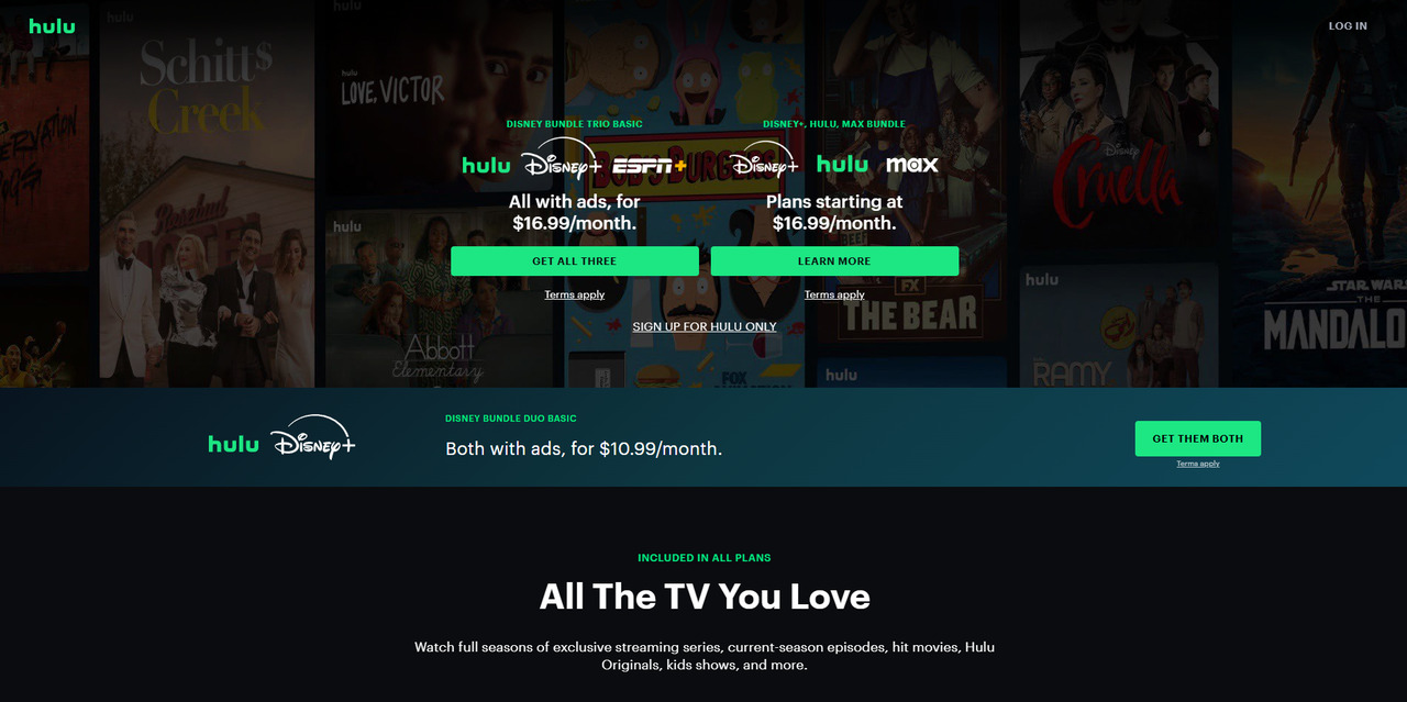 Hulu's website.