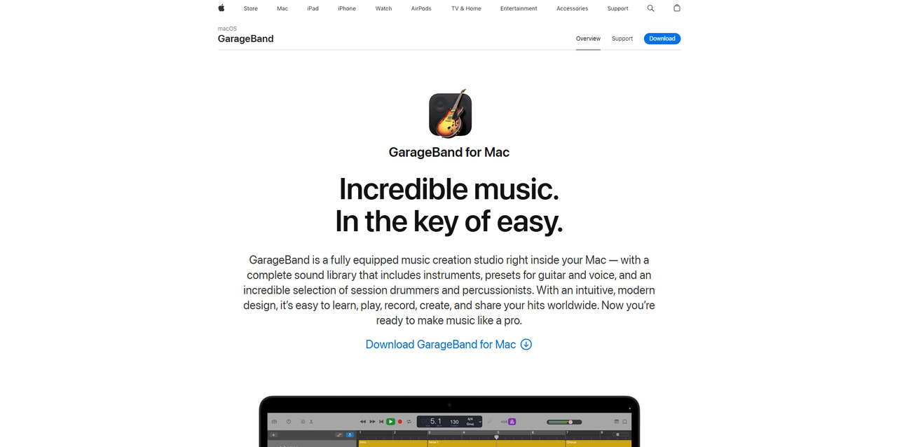 GarageBand for Mac.