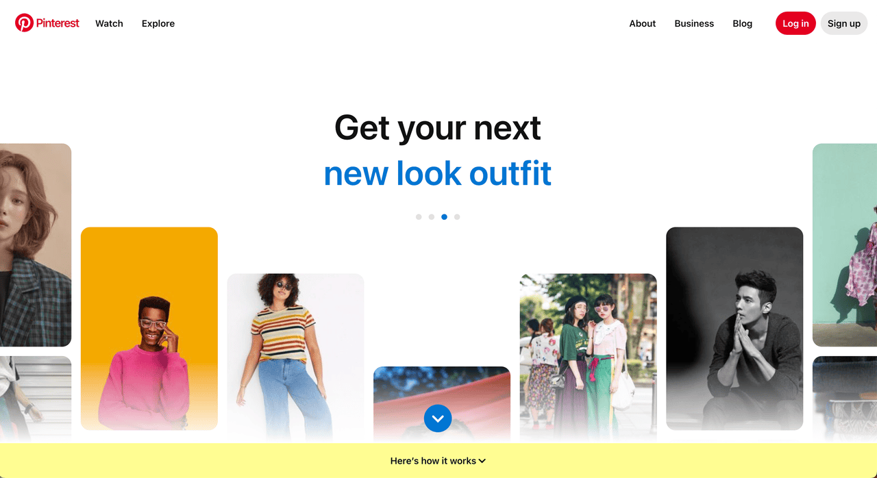 Pinterest's homepage
