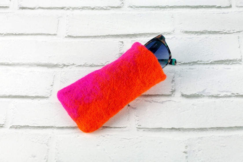 Colorful handmade felt glasses case.