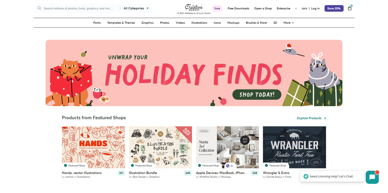 Creative Market's website.