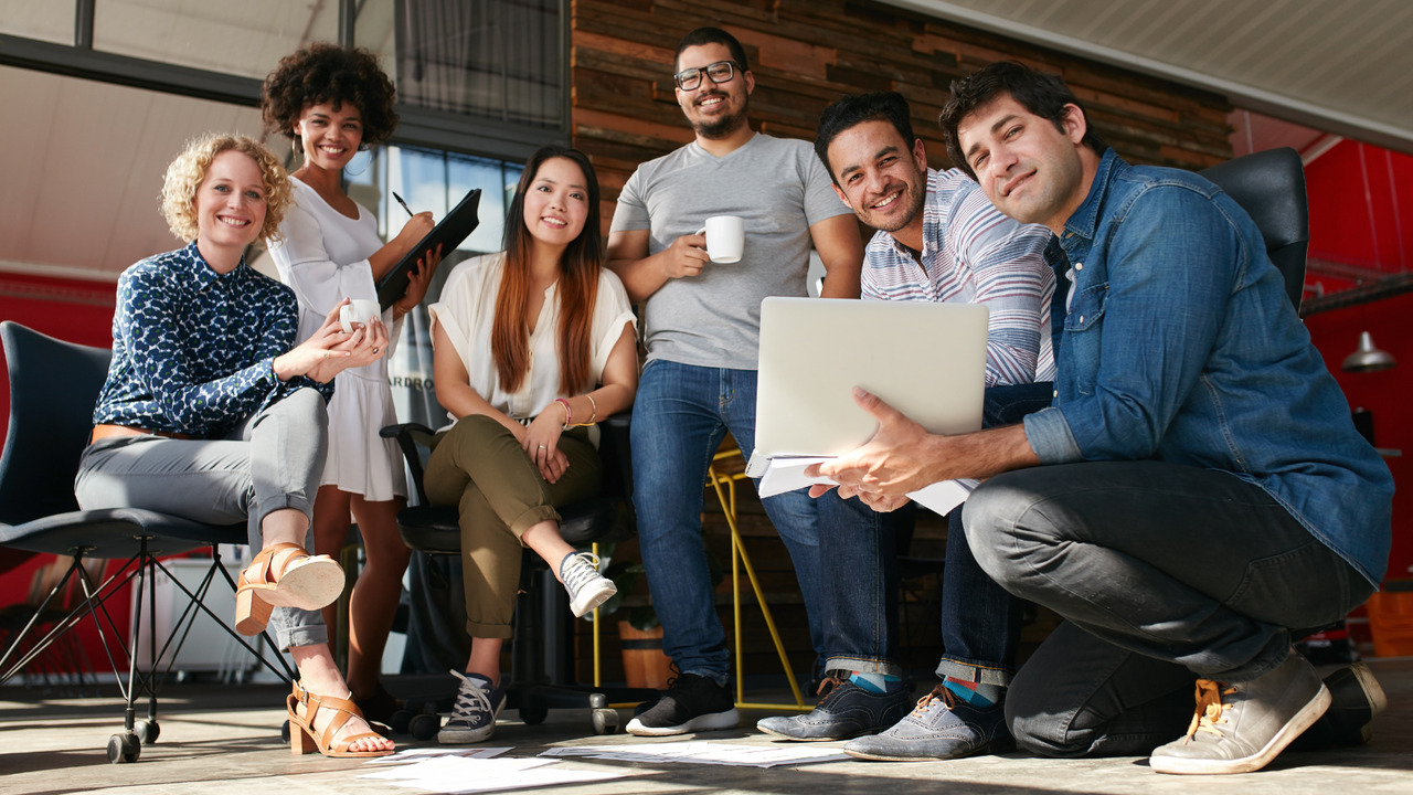 The marketing team working together.