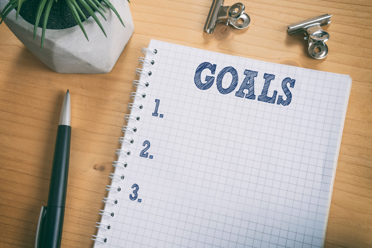 Top View of Goals Text on Notepad.