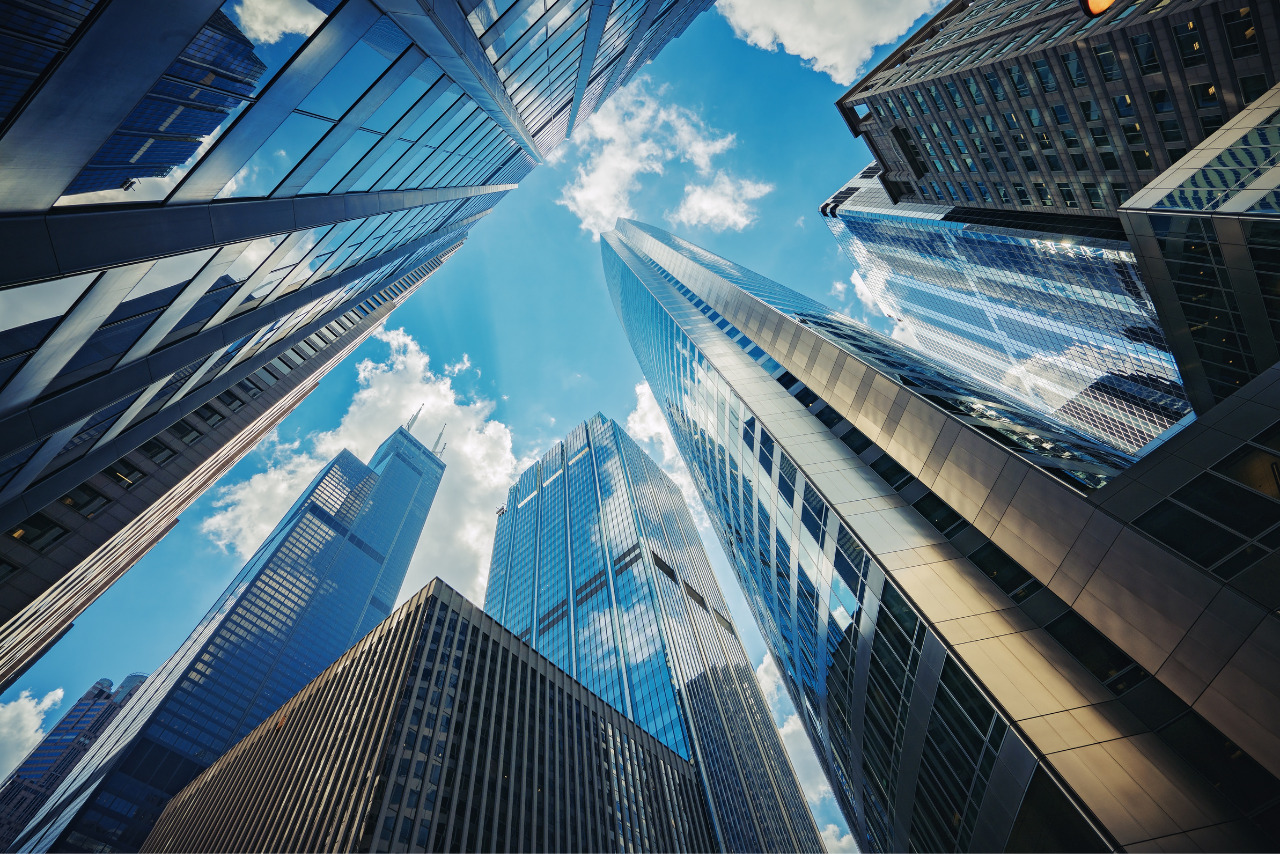 Chicago urban skyscrapers in the US.