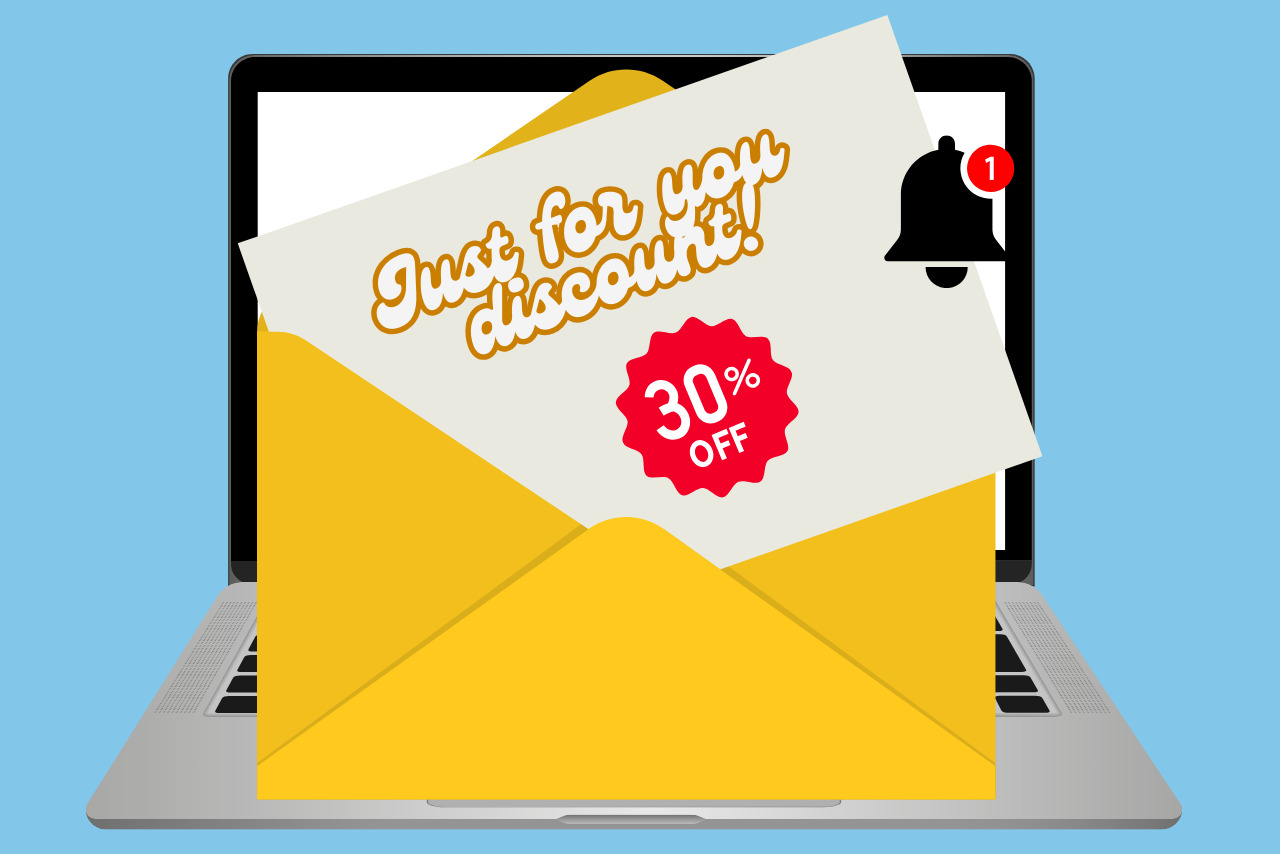 Opened email containinng exclusive 30% discount.