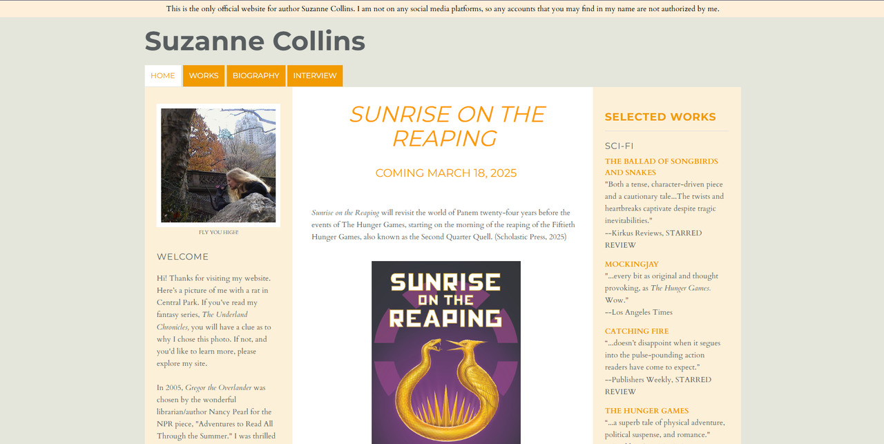 Suzanne Collins' Books Website.