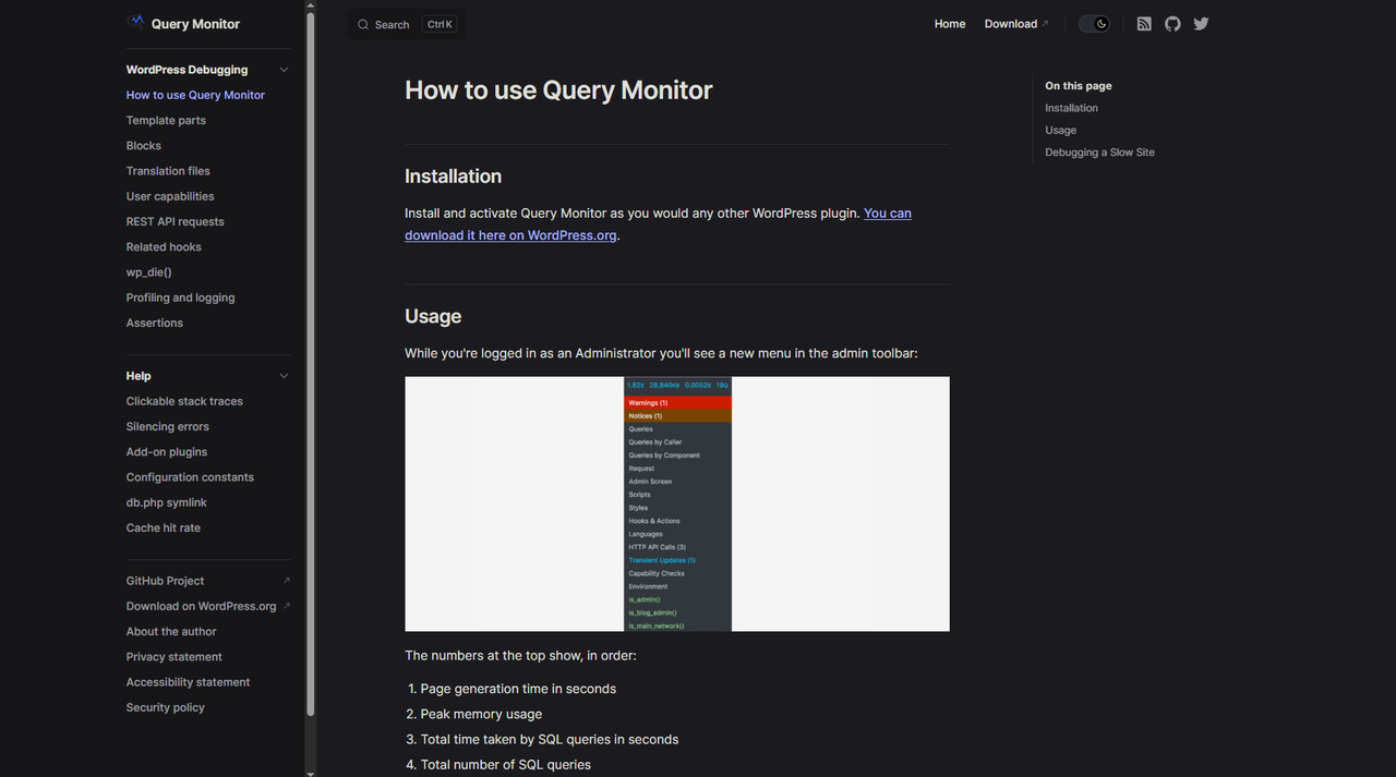 Query Monitor website.