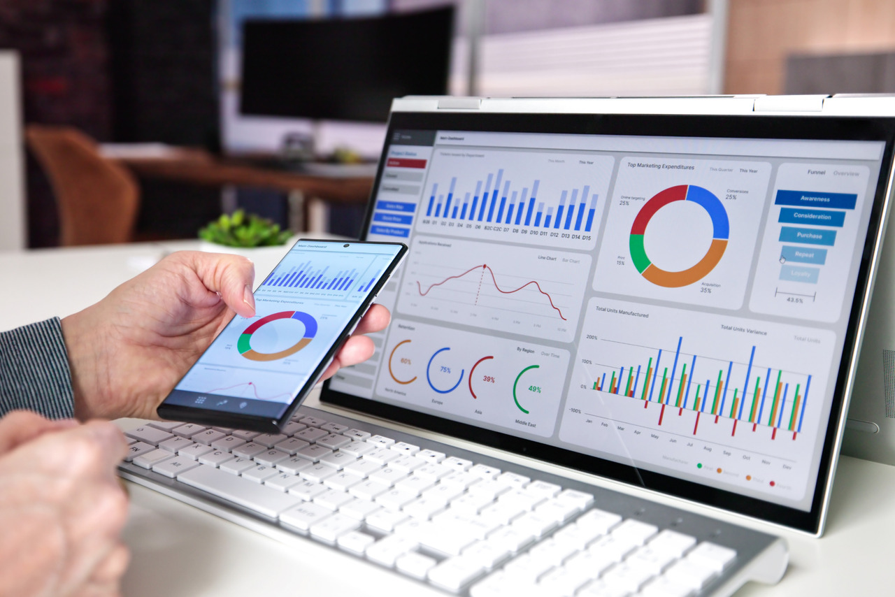 An individual reviewing call analytics data to gain insights and optimize performance.