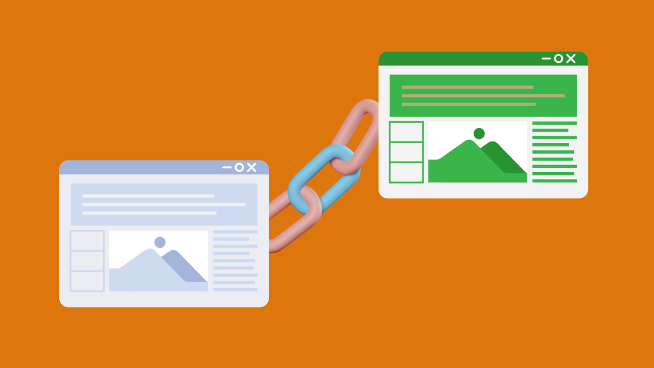 Two interconnected websites illustrating the concept of backlinks.