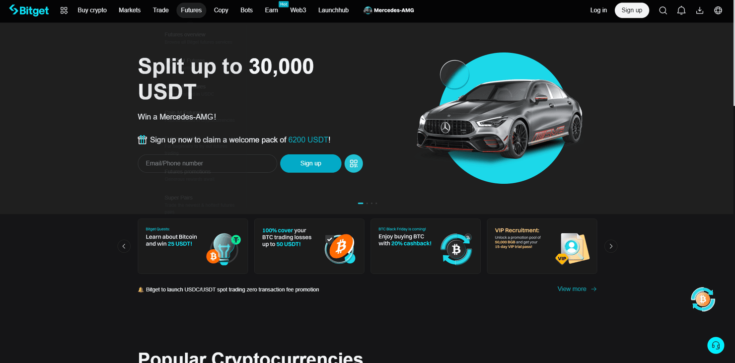 Bitget's webpage.
