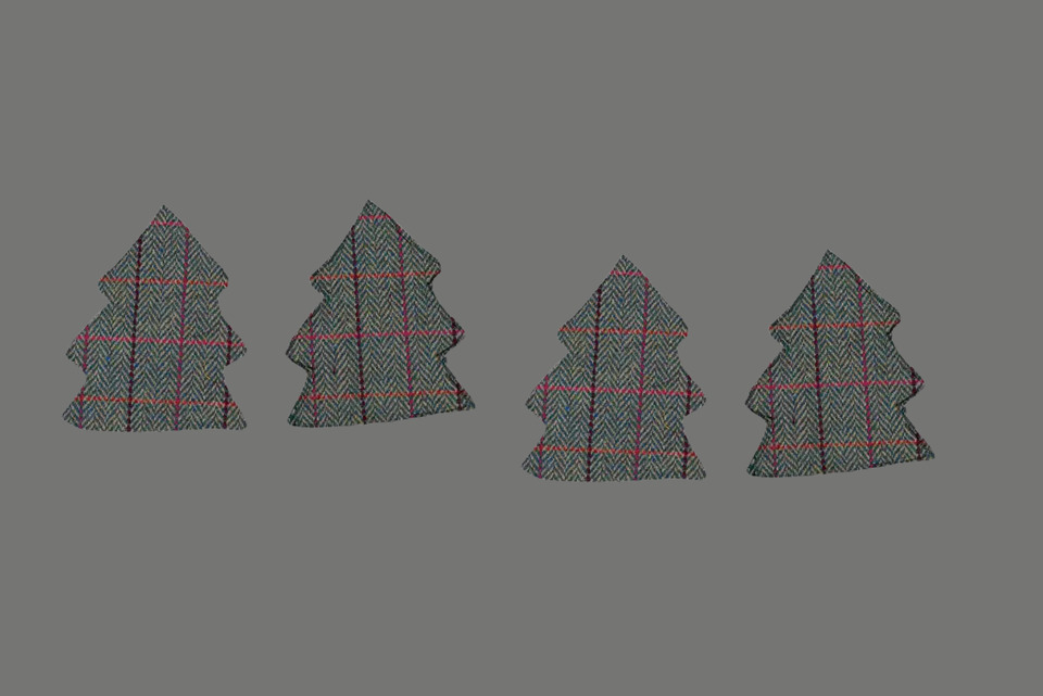 Christmas trees cut from Tweed and tartan material.