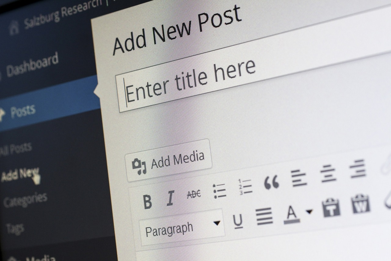A close-up photo of WordPress on a computer monitor