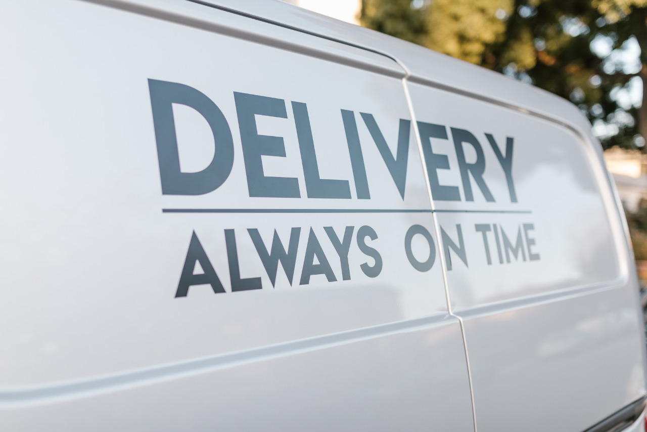 A delivery van with slogan 