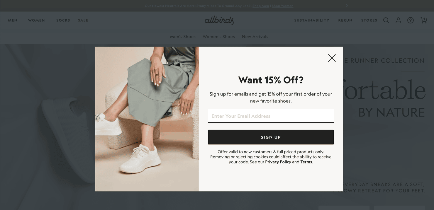 Allbirds' discount offer