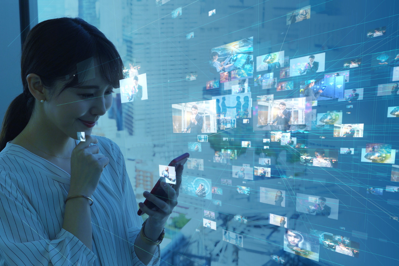 Asian woman accessing video library.
