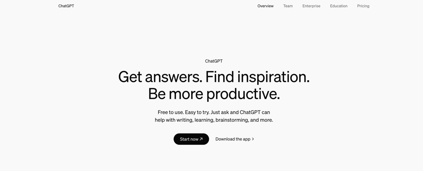 ChatGPT's website