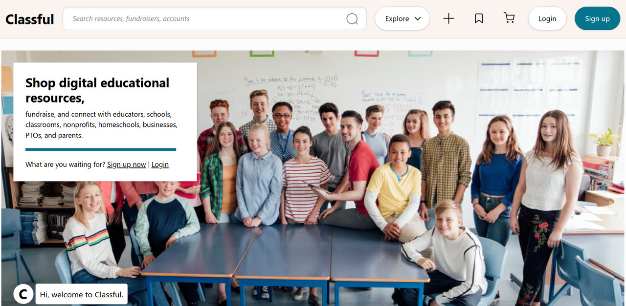 Classful website homepage