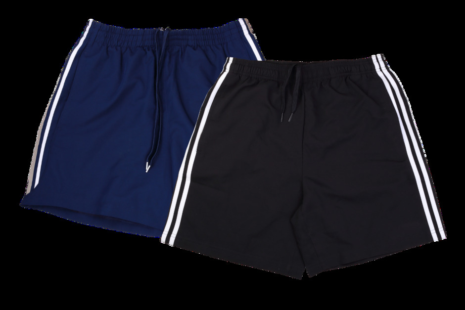 Close up of two running shorts cutout in blue and black color.