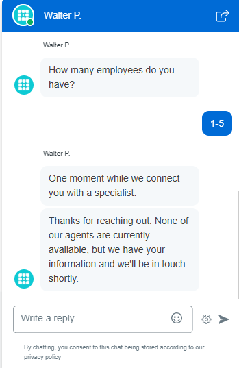 WP Engine livechat conversation