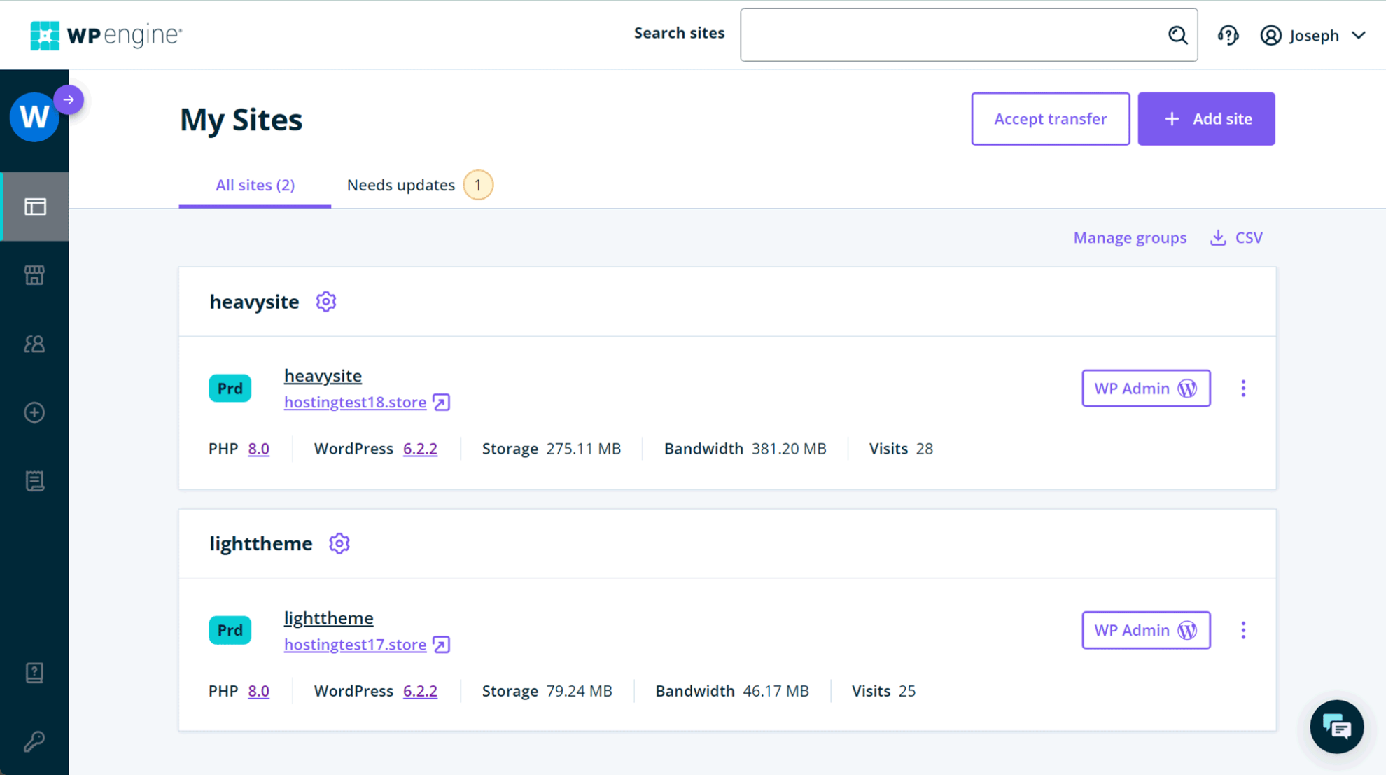 My Sites tab