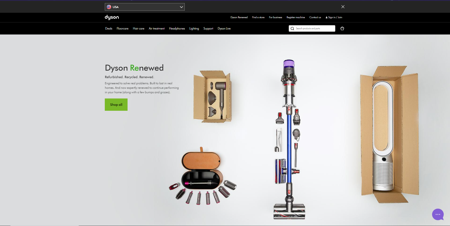 Dyson website homepage