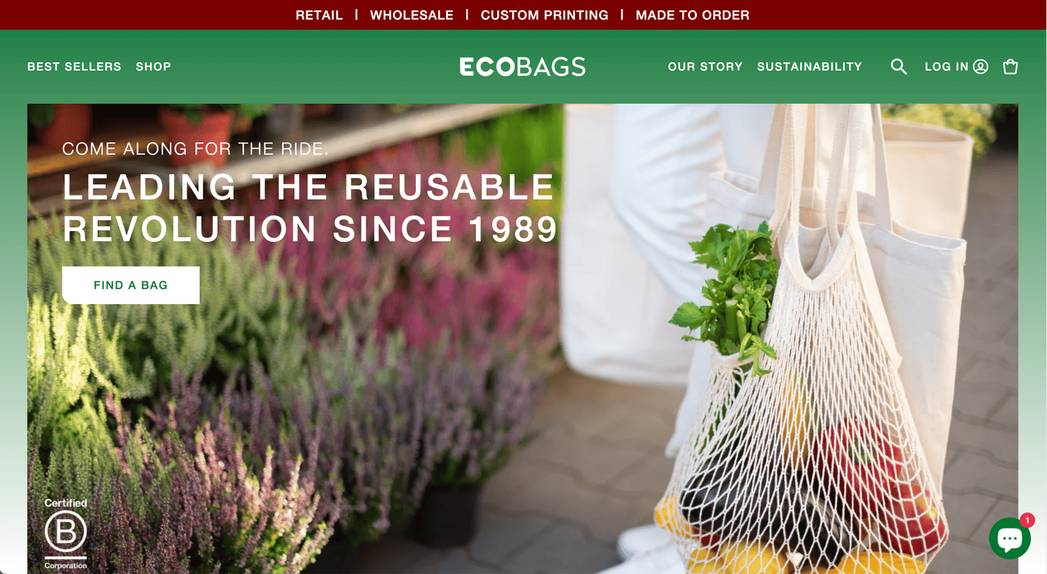 Eco Bags' homepage