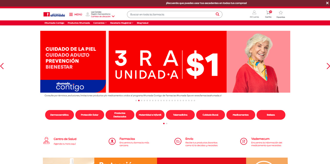 Farmacia Ahumada's website