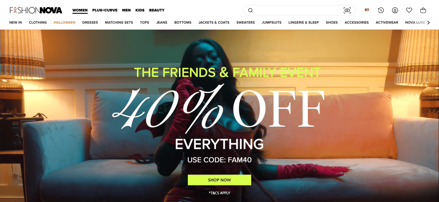 Fashion Nova's website