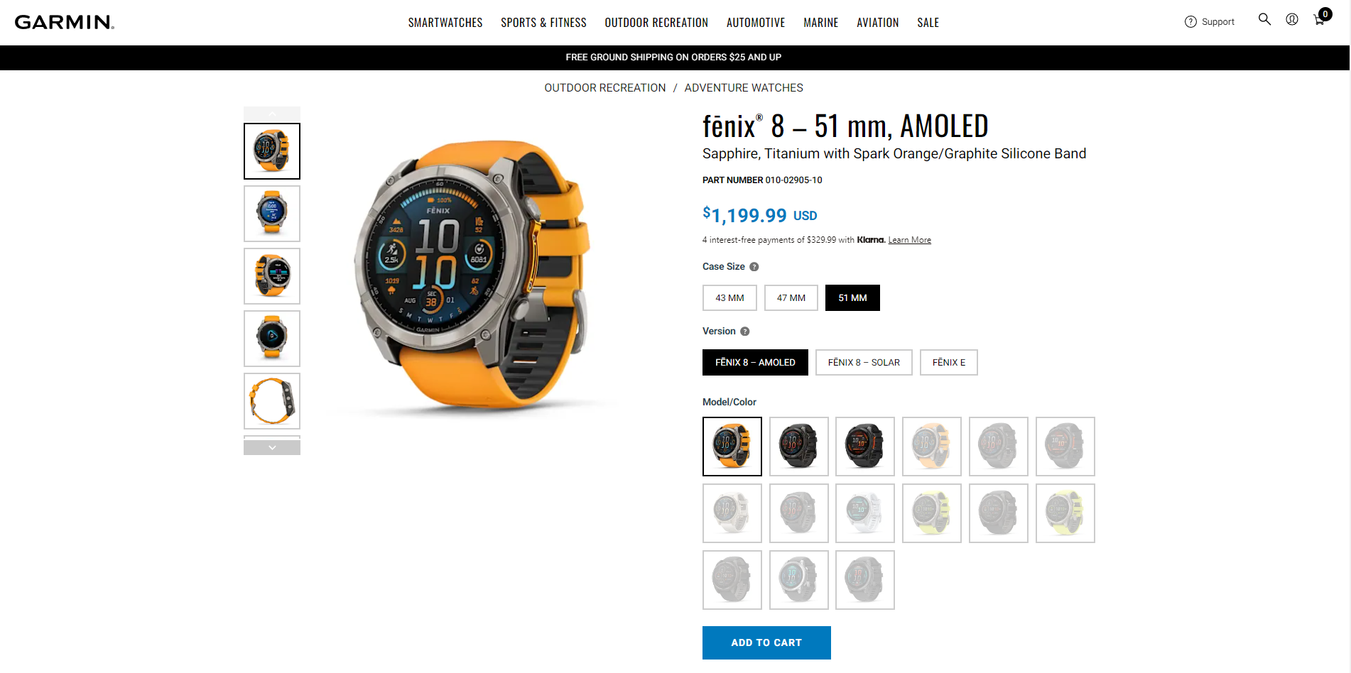 Garmin's product page screenshot.