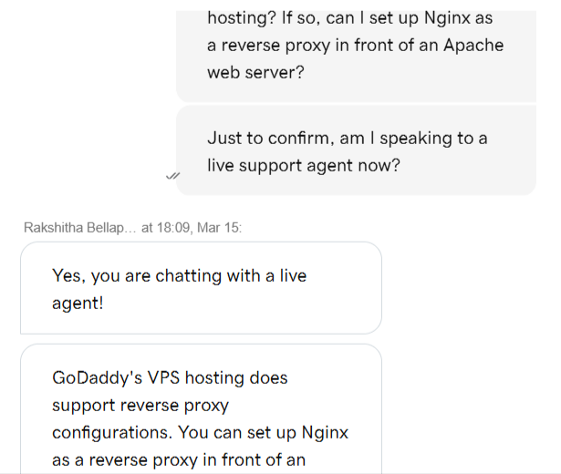 GoDaddy livechat support