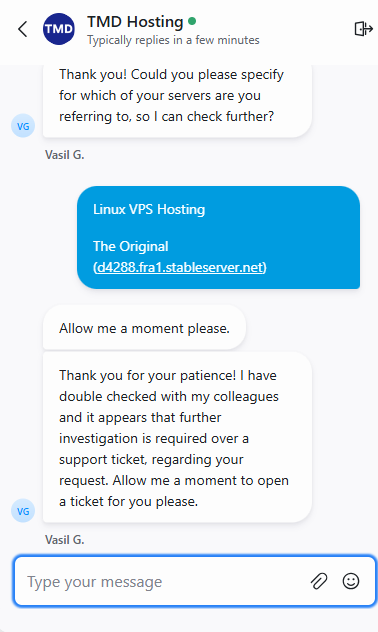 TMDHosting Livechat support