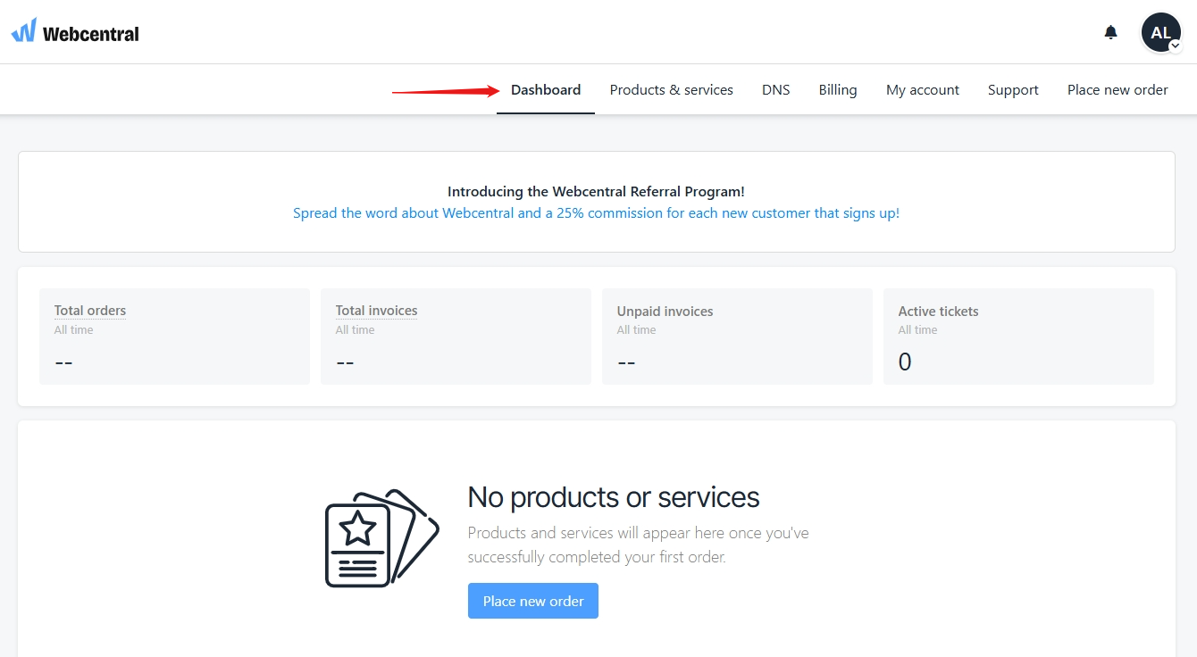 Webcentral Dashboard
