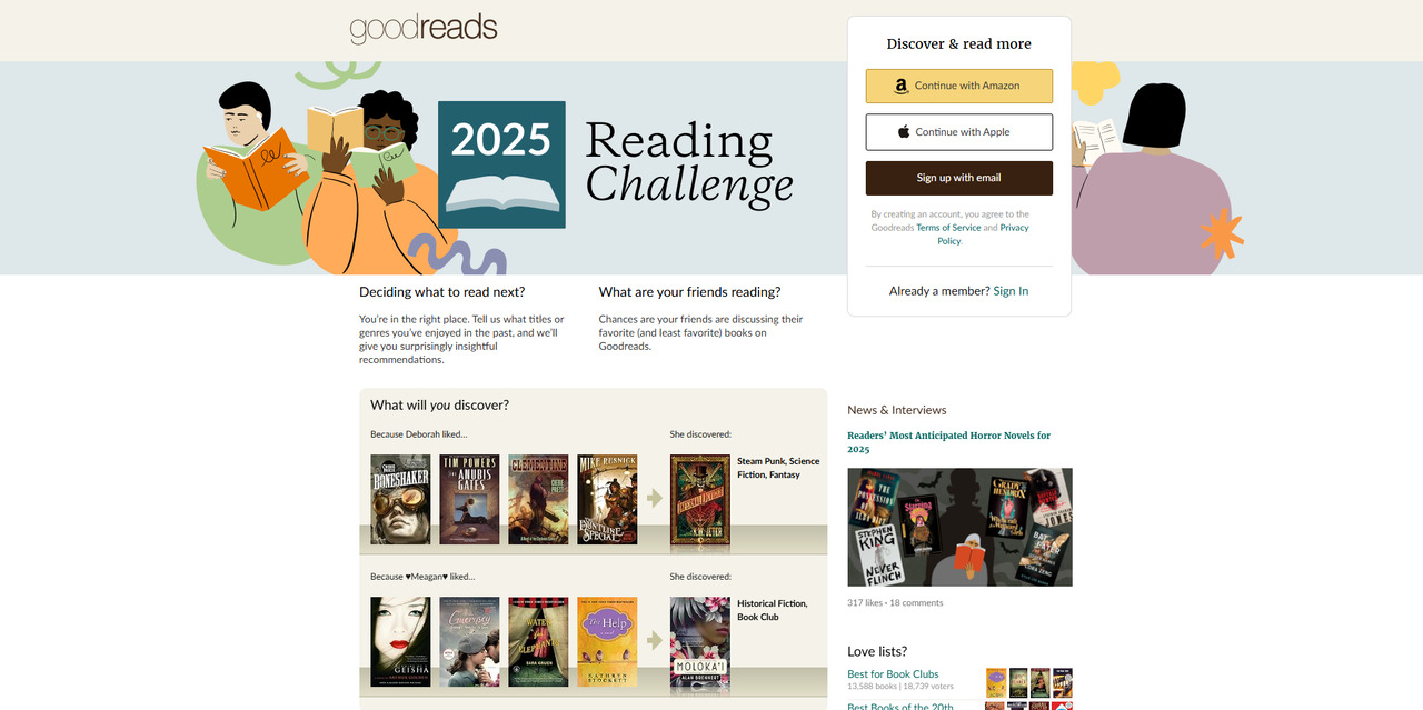 Goodreads' website.