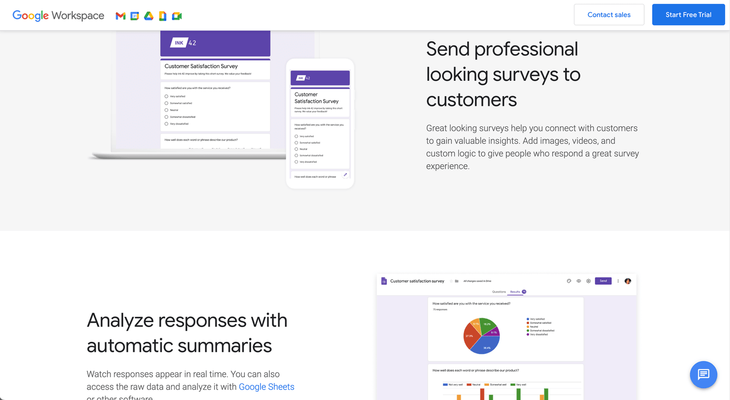 Google Forms website