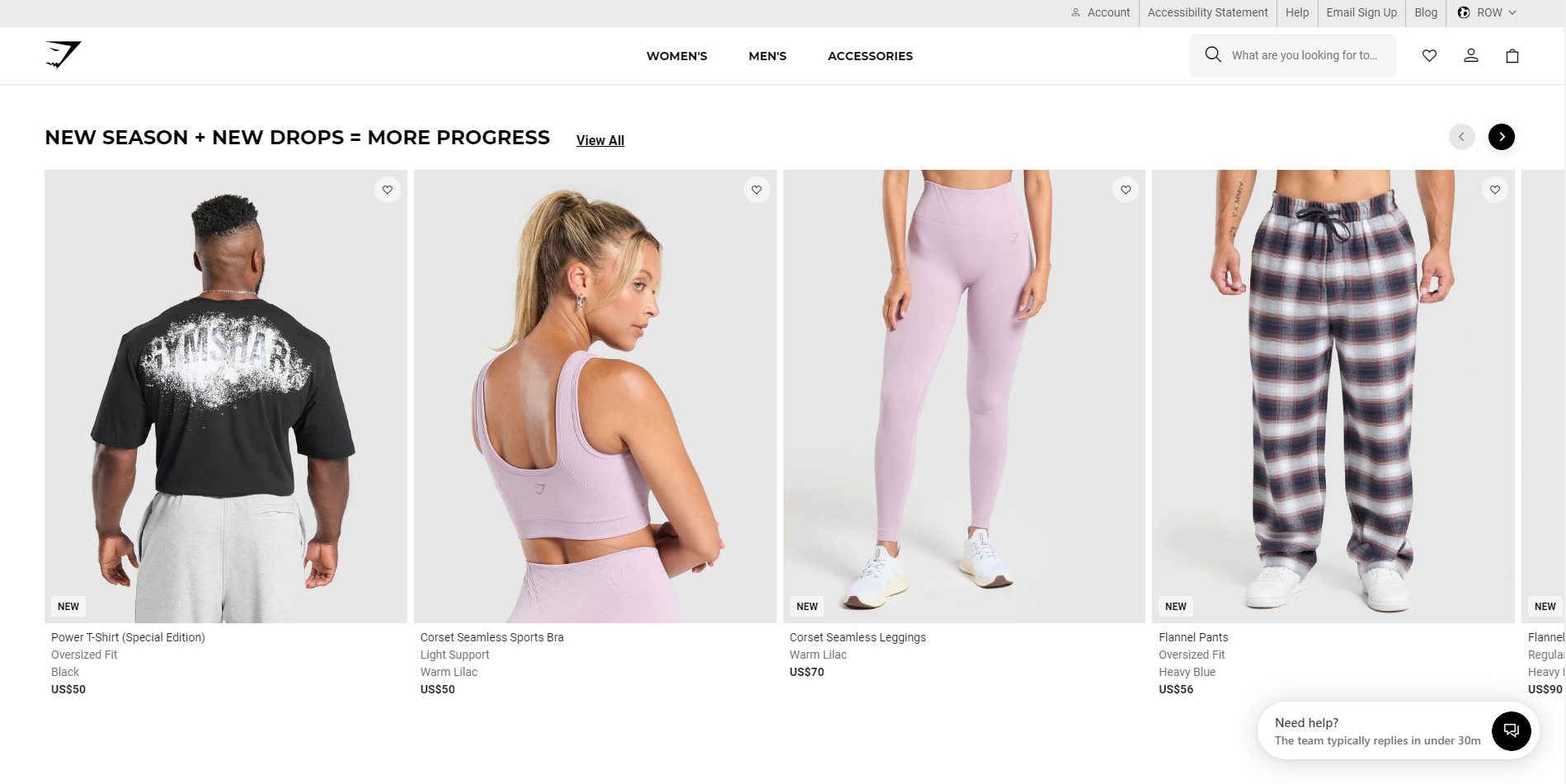 Gymshark's official webstore image.