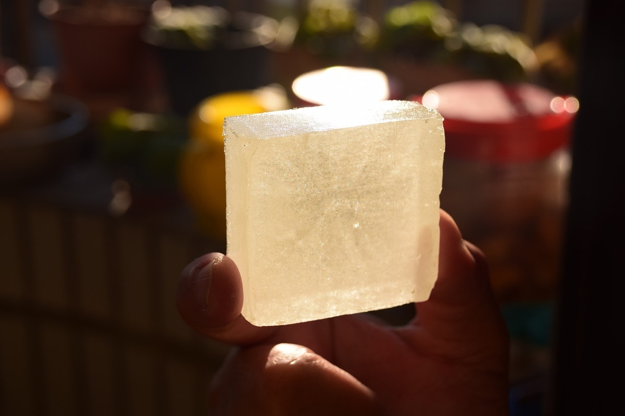 Hardening of soap.